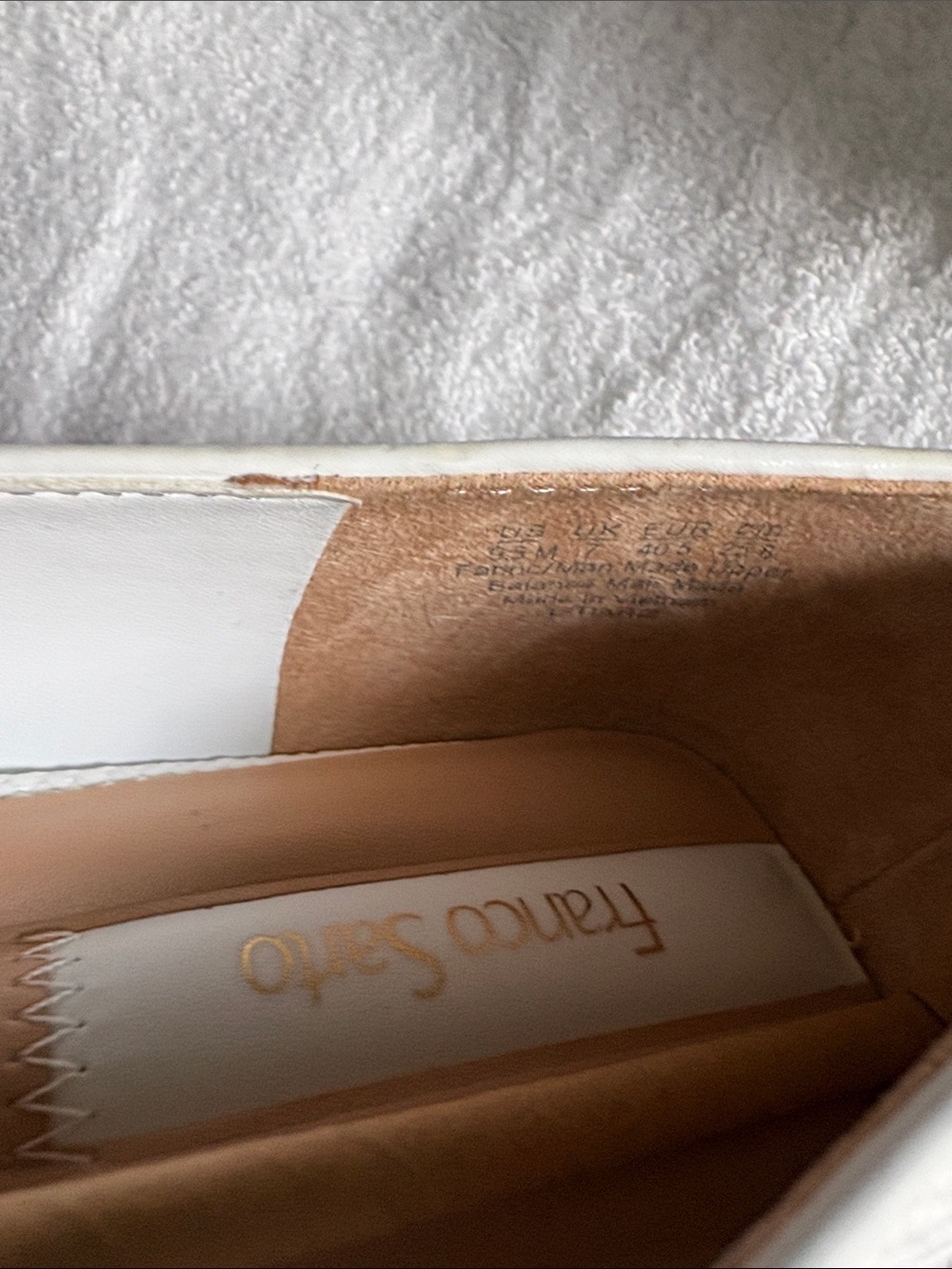 Franco Sarto White Woven Loafers with Gold Chain Accent - Picture 6 of 6
